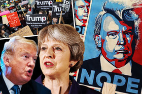 ترامپ وارد بریتانیا شد/ مخالفان به خیابان‌ها ریختند/ ترس ترامپ از رویارویی با معترضان