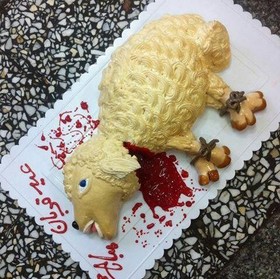 گوسفند سر بریده، کیک عجیب عید قربان!/عکس