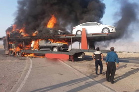 خودروهای لوکس و میلیاردی در آتش سوخت!/عکس