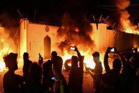 اغتشاشگران مجددا کنسولگری ایران در نجف را به آتش کشیدند