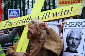 تظاهرات در حمایت از جولیان آسانژ در لندن