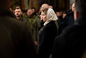 پوشش باحجاب همسر زلنسکی در یک مراسم یادبود(+عکس)
